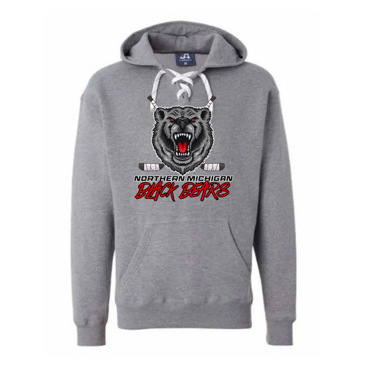 Northern Michigan Black Bears Hockey ADULT Unisex Sport Lace Hoodie - OXFORD