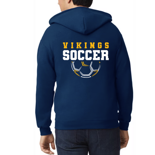 Cadillac Vikings Soccer ADULT zip-up Hoodie