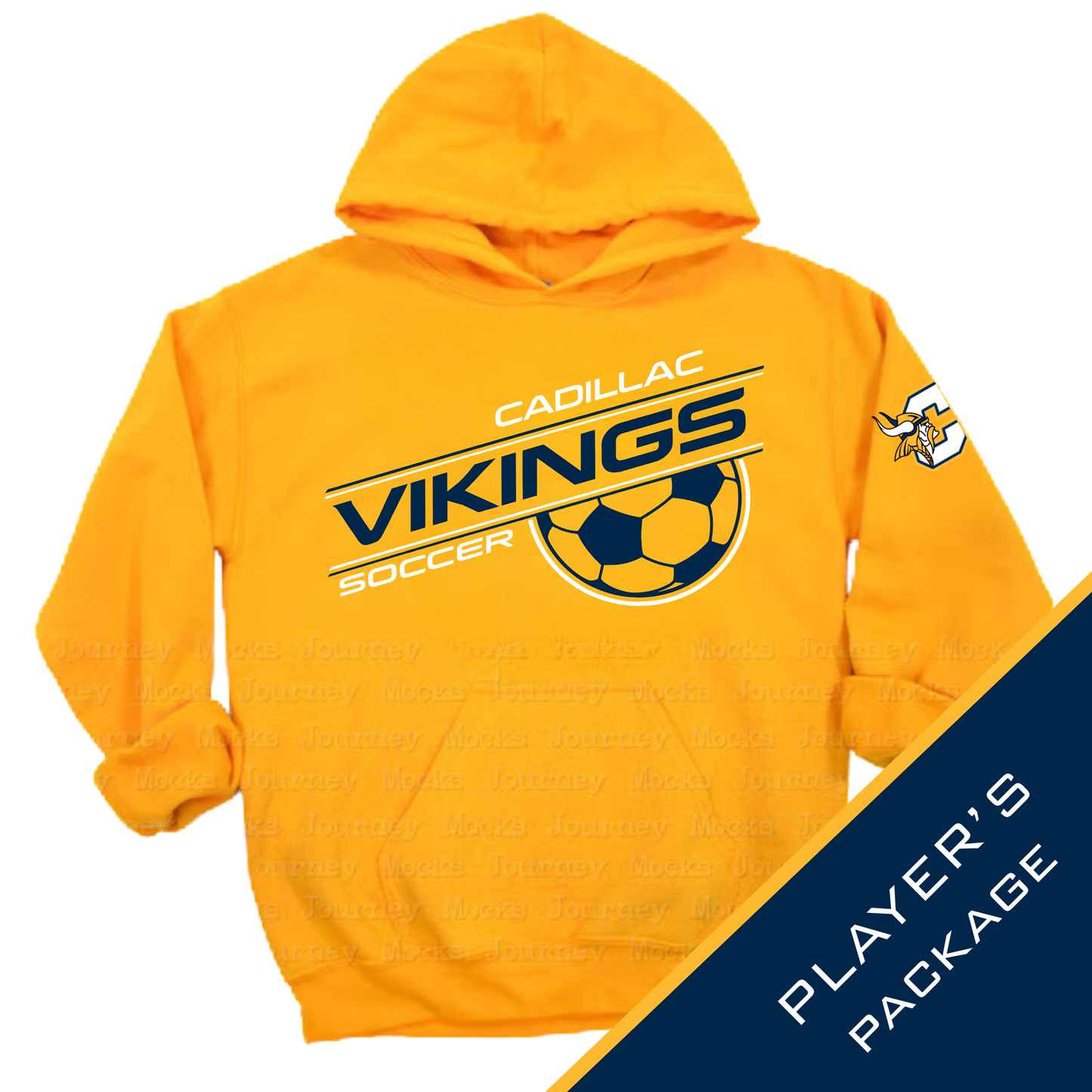 Cadillac Vikings Girls Soccer ADULT Hoodie - PLAYER PACKAGE PRICING - GOLD