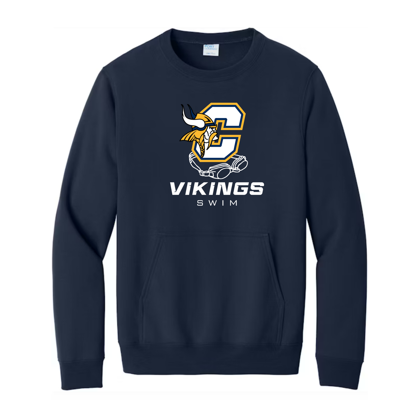 Cadillac Vikings Swim ADULT Crewneck Sweatshirt w/ Front Pocket