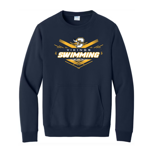 Cadillac Vikings Swim ADULT Crewneck Sweatshirt w/ Front Pocket