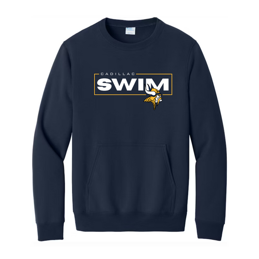Cadillac Vikings Swim ADULT Crewneck Sweatshirt w/ Front Pocket