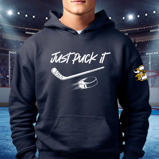 Just Puck It Cadillac Vikings Hockey ADULT Hoodie