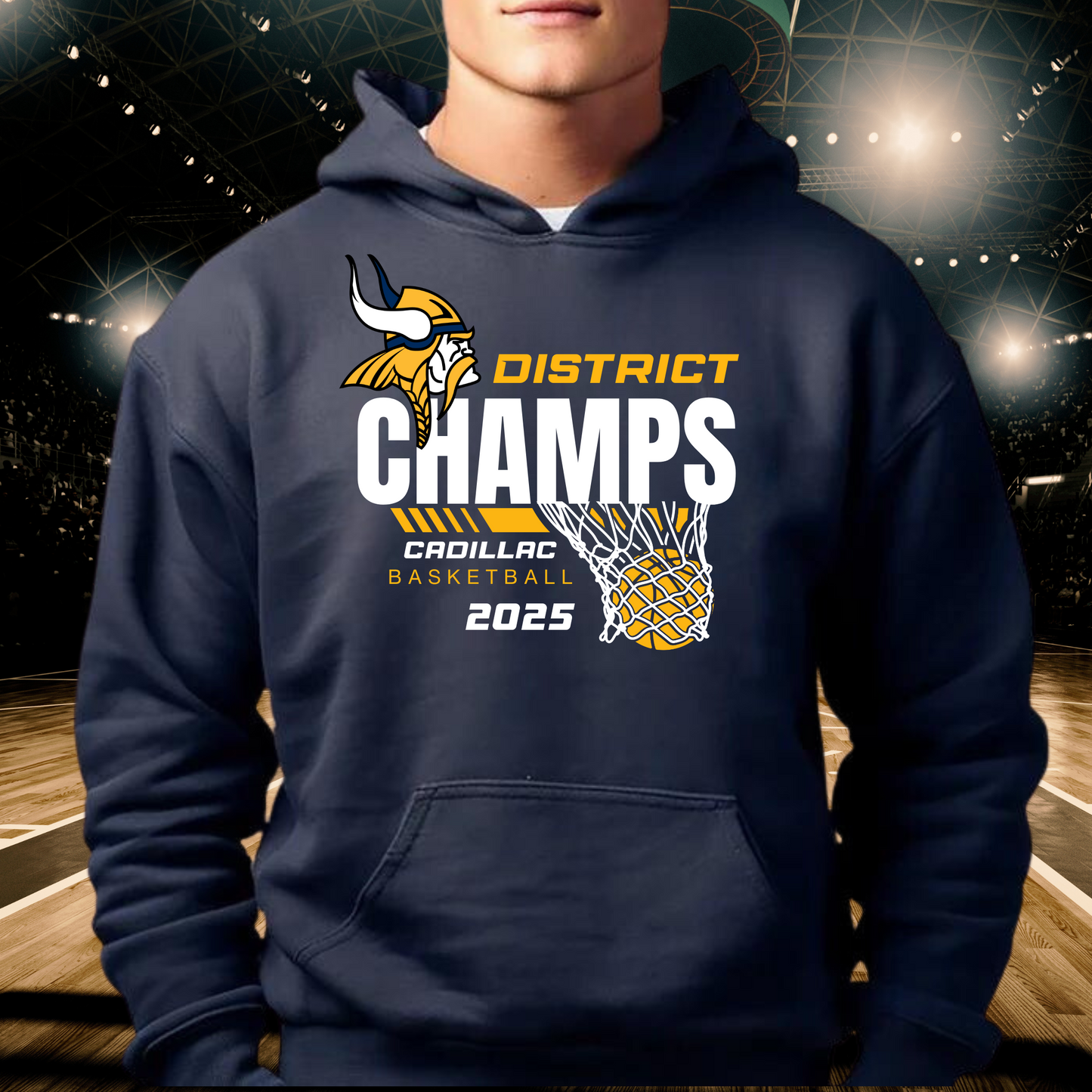 2025 DISTRICT CHAMPS Commemorative Vikings Basketball ADULT Hoodie