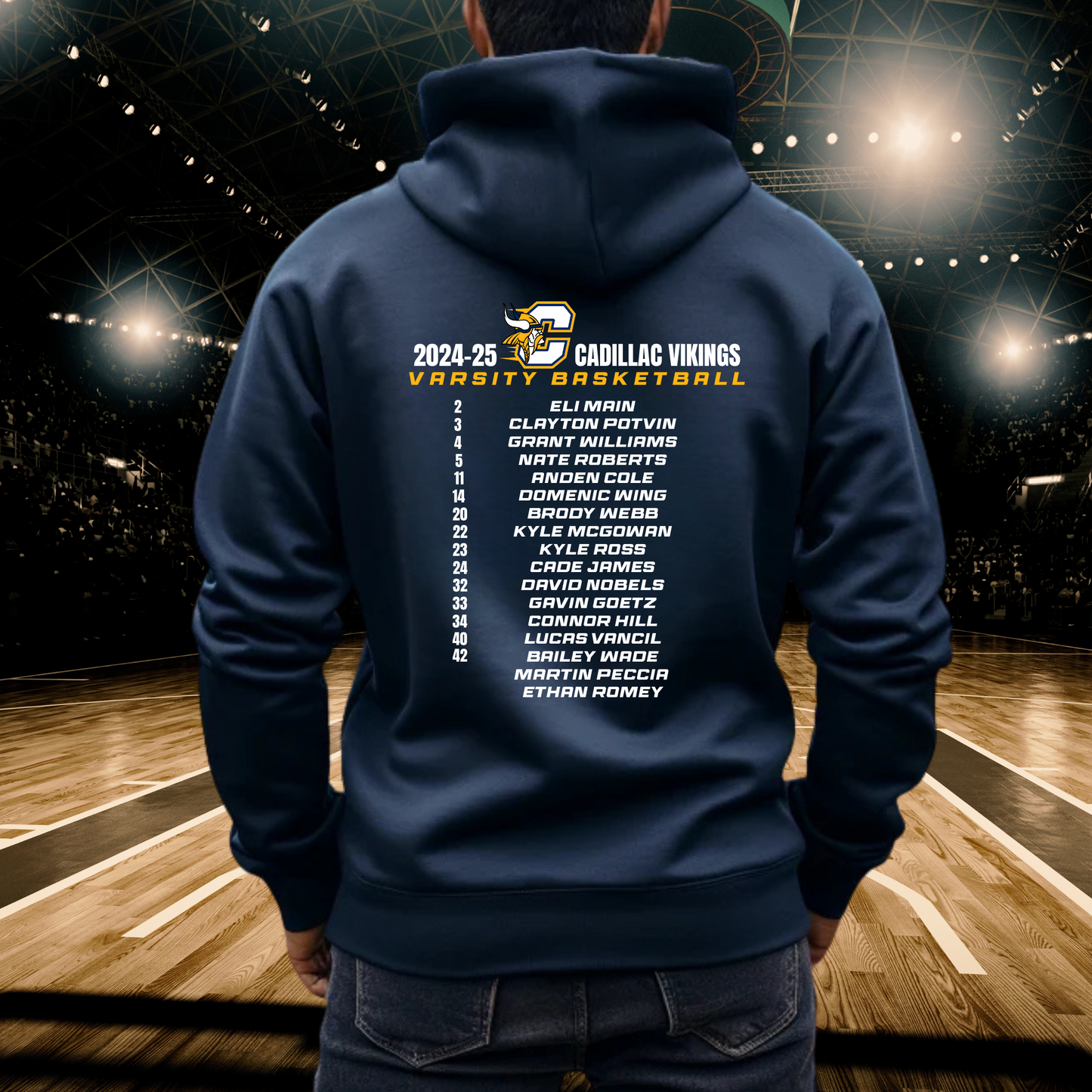 2025 DISTRICT CHAMPS Commemorative Vikings Basketball YOUTH Hoodie