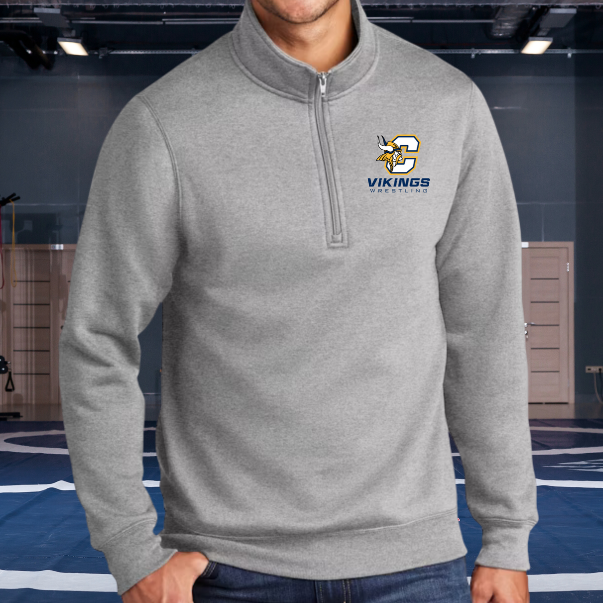Cadillac Vikings Wrestling ADULT 1/4-Zip Pullover Sweatshirt