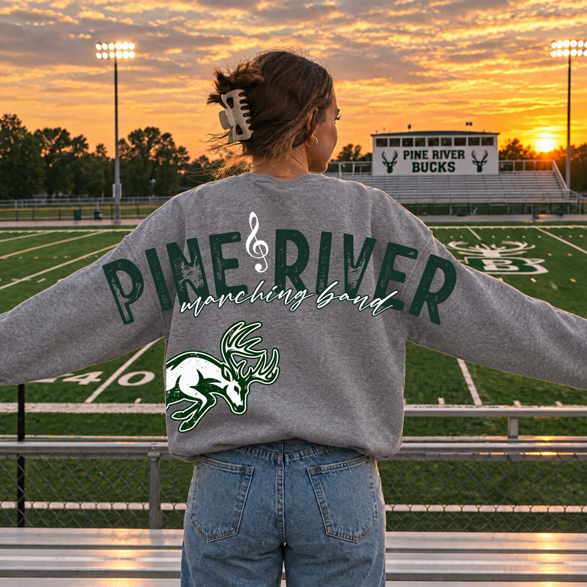 Pine River Marching Band Cross-Back UNISEX Crewneck Sweatshirt