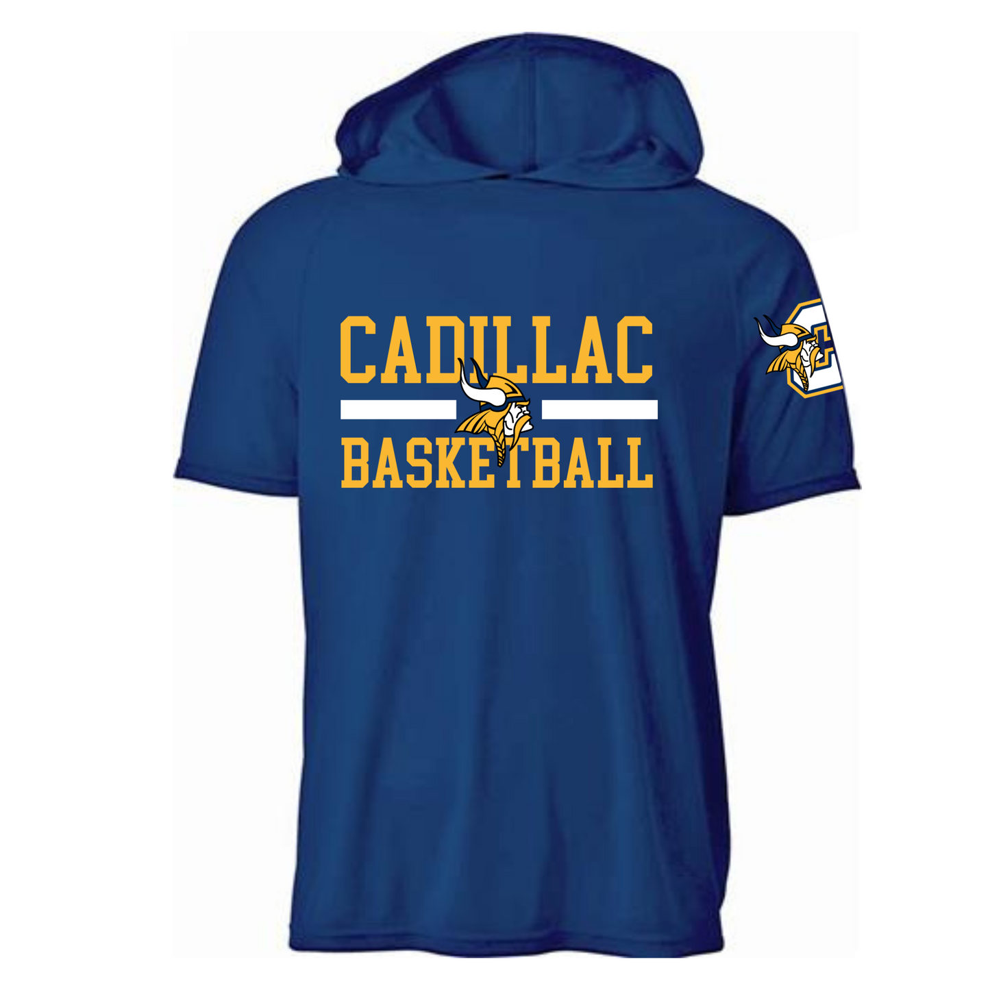 Cadillac Vikings Basketball ADULT Hooded T-Shirt