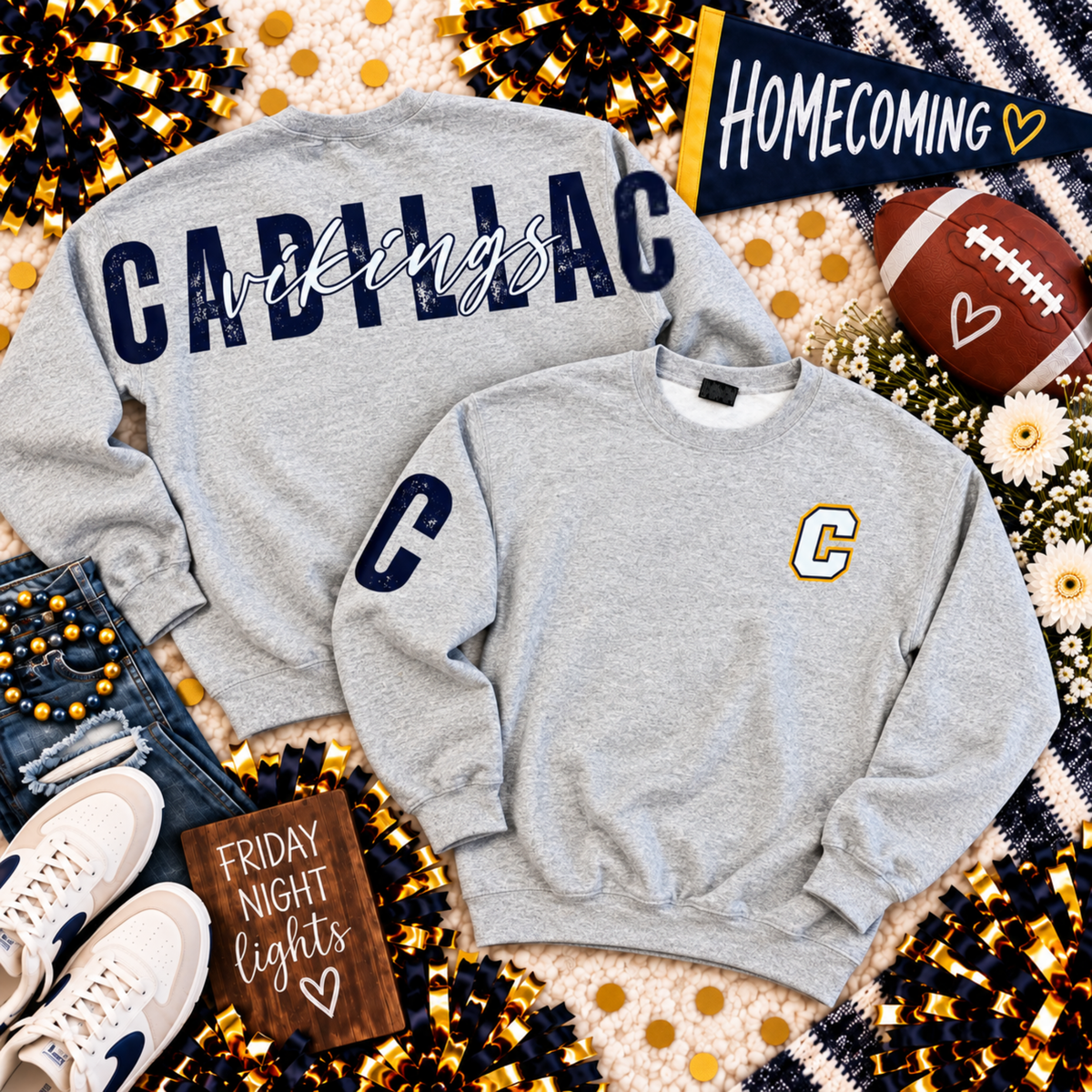 Cadillac Vikings Cross-back UNISEX Crewneck Sweatshirt