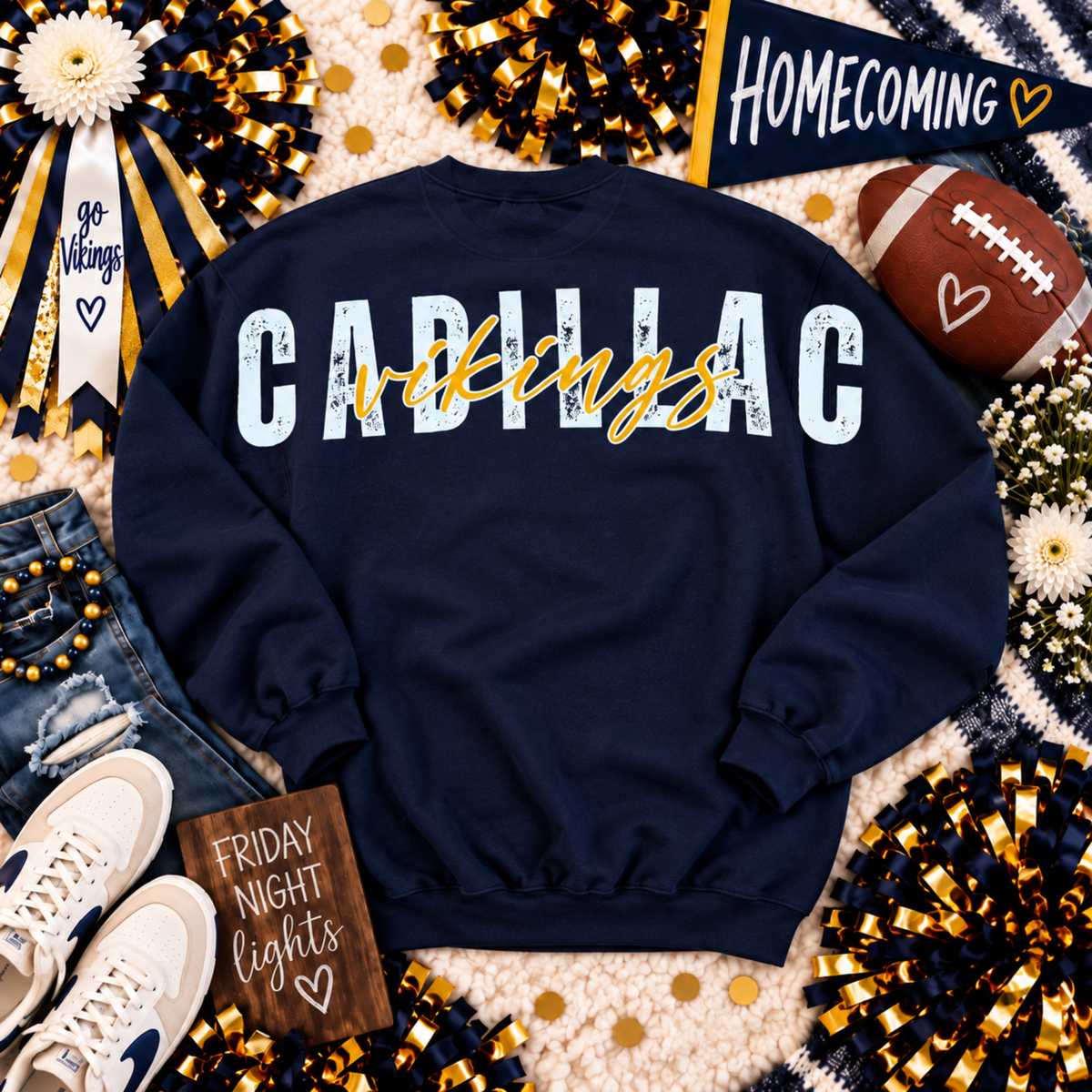 Cadillac Vikings Cross-back UNISEX Crewneck Sweatshirt