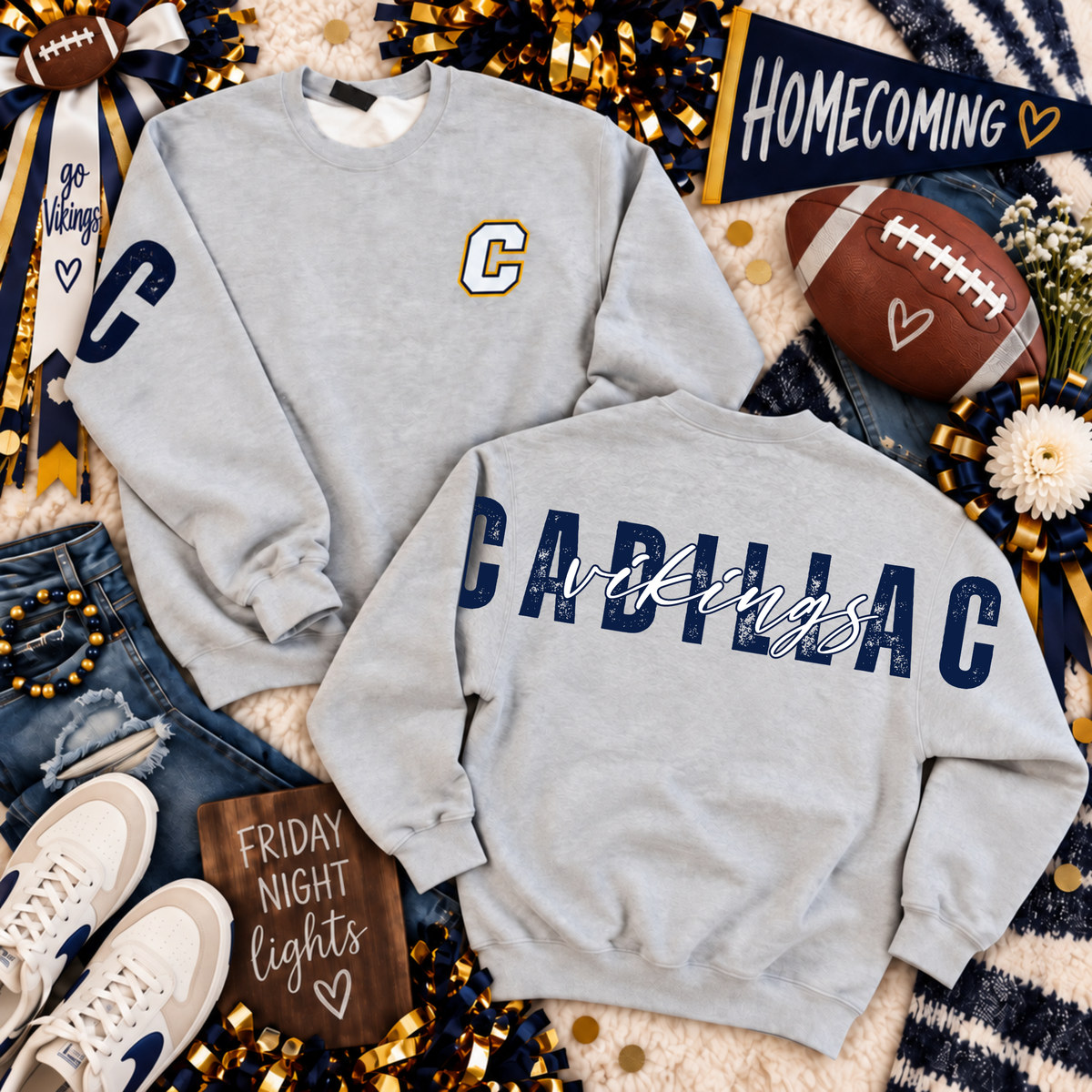 Cadillac Vikings Cross-back UNISEX Crewneck Sweatshirt